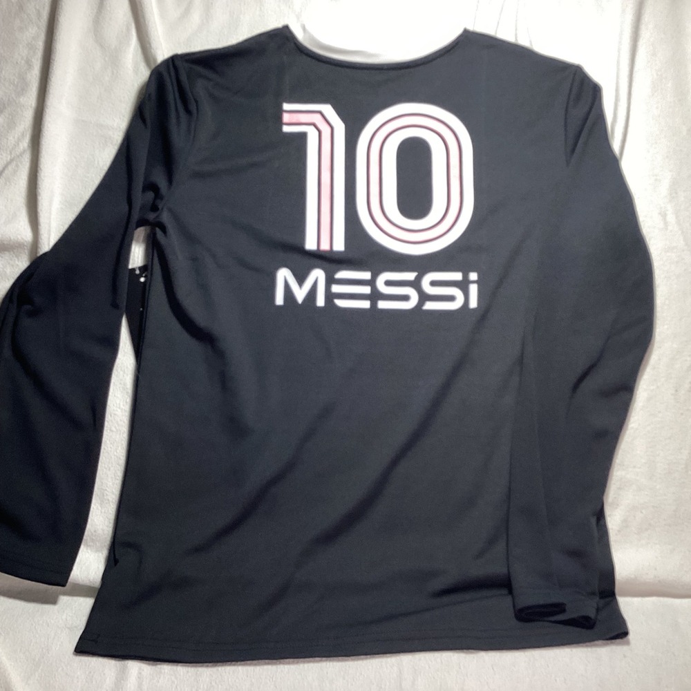 Messi Collection womams Large 14/16 Long Sleeve Soccer Jersey Black Pink 10 NEW - Picture 5 of 5
